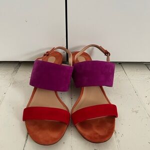 Ferragamo Suede Colorblock Sandals